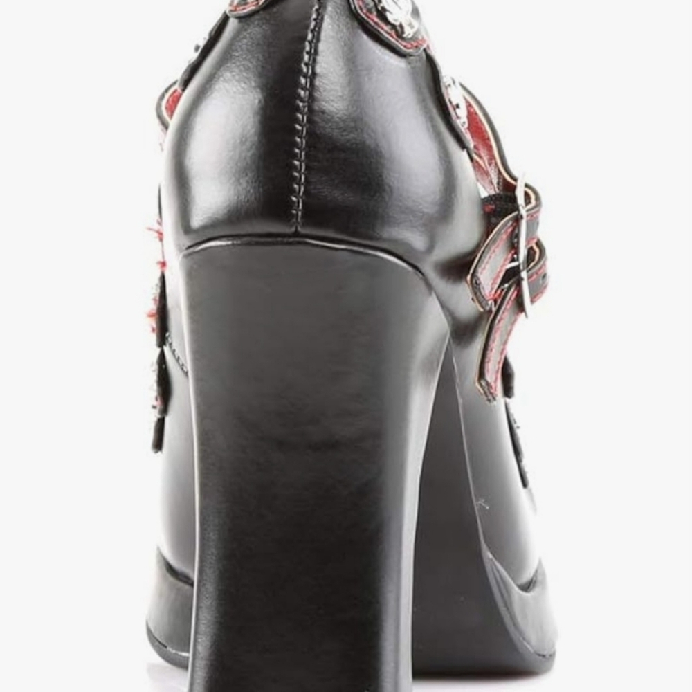 Pleaser Demonia Crypto-06 Black/Red Platform Heels - Picture 4 of 8